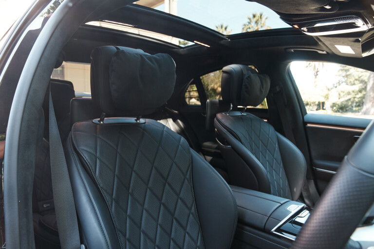 Wheels Reviews 2022 Mercedes Benz S 450 4 MATIC Obsidian Black Metallic Interior Front Seat Australia J Ostwald