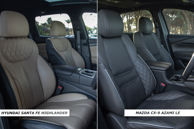 Which Car Car Reviews 2021 Hyundai Santa Fe Highlander Diesel Vs Mazda CX 9 Azami AWD Front Seat Comparison