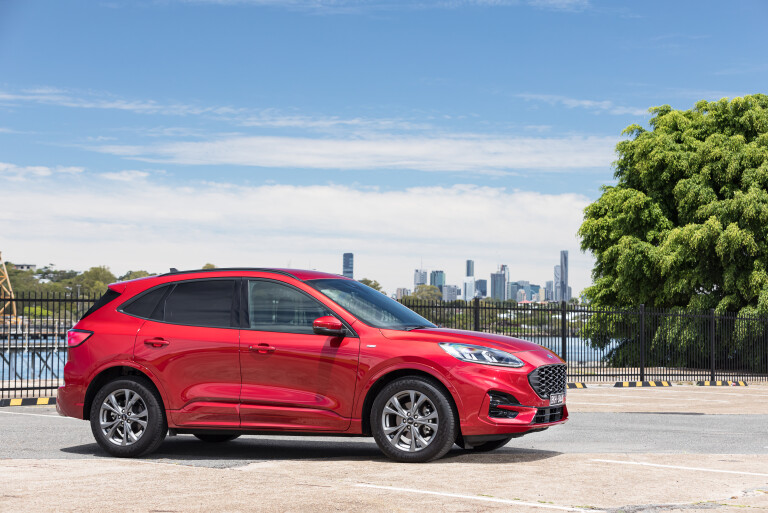 Wheels Reviews 2021 Ford Escape ST Line FWD Rapid Red Australia Static Front City M Williams