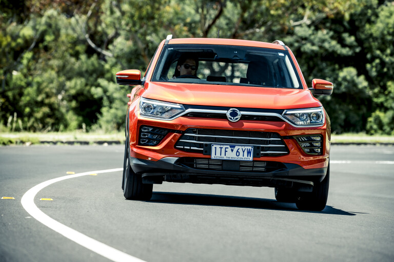 Wheels Reviews The 2021 Ssang Yong Korando ELX Cherry Red Australia Dynamic Road Front 2 E Dewar