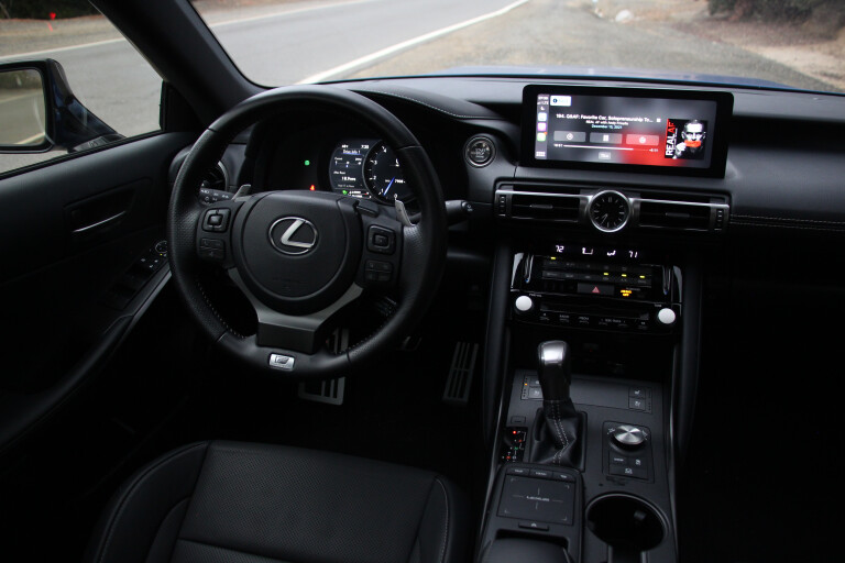 Motor Reviews 2022 Lexus IS 500 F Sport Performance Ultrasonic Blue Mica US Spec Interior Driver Cockpit