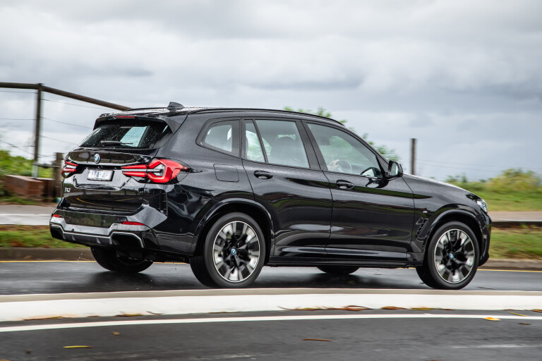 Wheels Reviews 2022 BMW I X 3 M Carbon Black Metallic Australia Dynamic Rear 1 S Rawlings