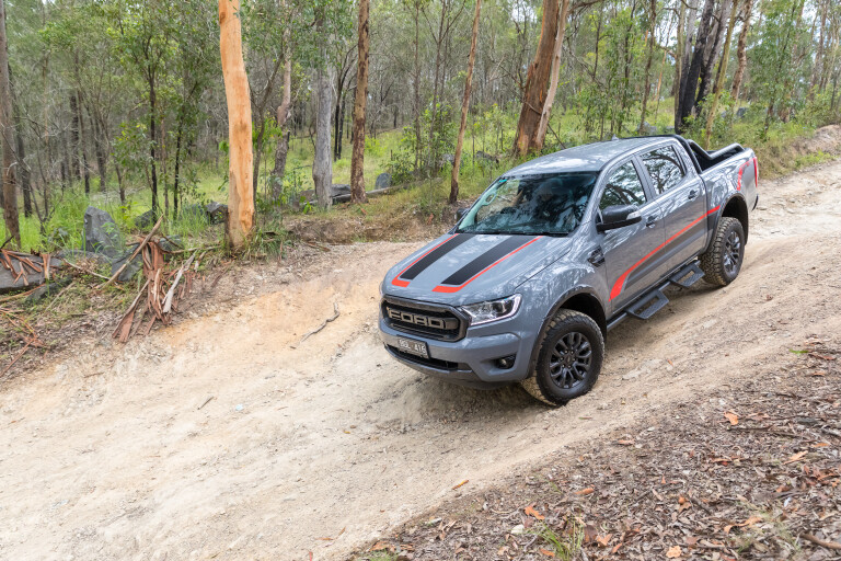 Wheels Reviews 2021 Ford Ranger FX 4 MAX Conquer Grey Australia Dynamic Off Road Front Side M Williams