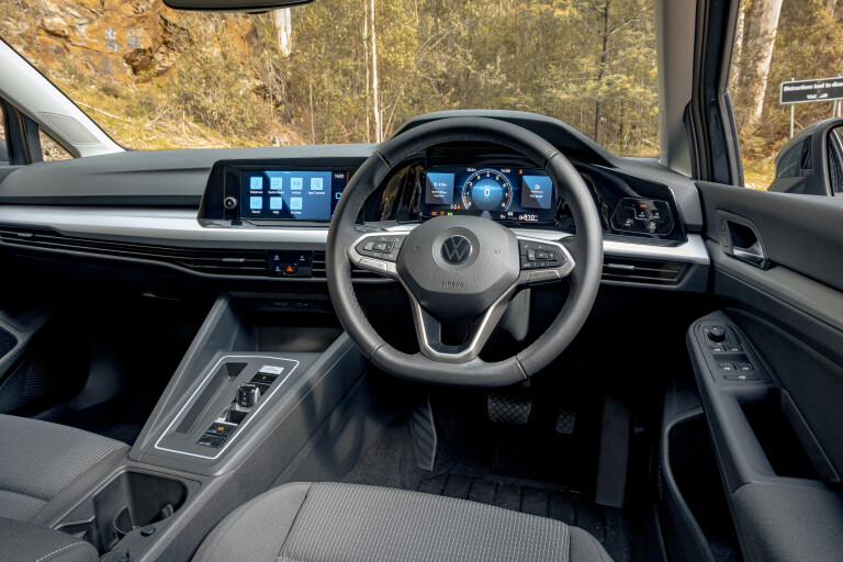 Wheels Reviews 2021 Volkswagen Golf Base Model Grey Interior Driver Cockpit