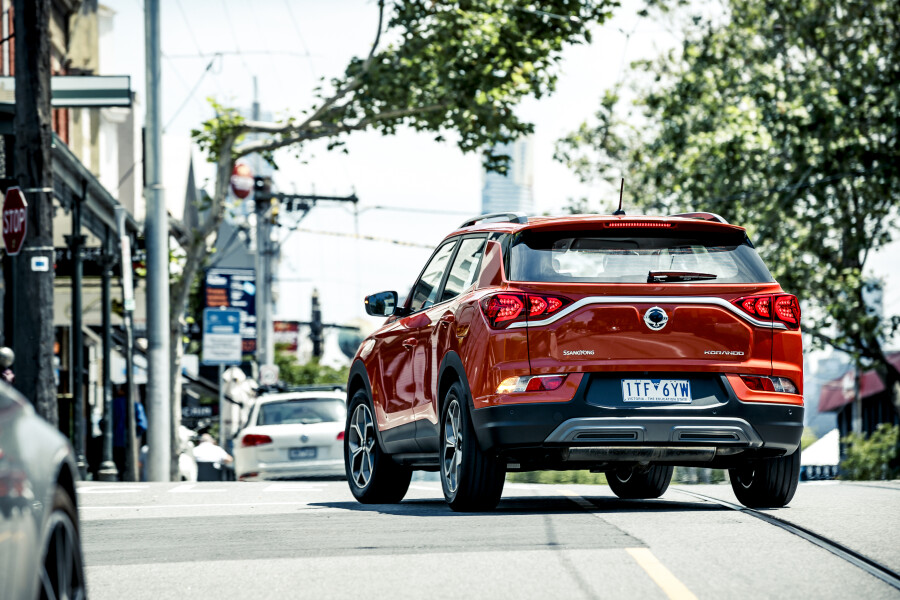Wheels Reviews The 2021 Ssang Yong Korando ELX Cherry Red Australia Dynamic Urban Rear 1 E Dewar
