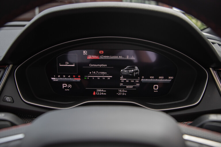 Wheels Reviews 2022 Audi SQ 5 Sportback Grey Interior Instrument Cluster Drive Data Display Australia S Rawlings