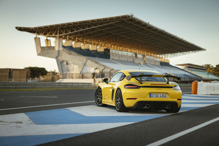 Motor Reviews 2022 Porsche 718 Cayman GT 4 RS Weissach Package Racing Yellow EU Spec Static Rear 3