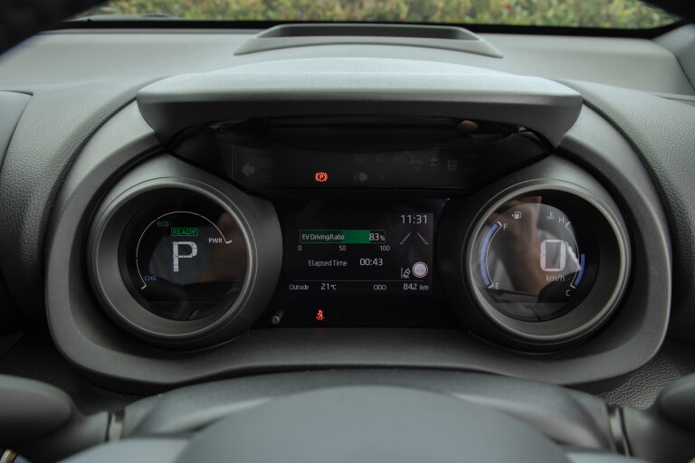Wheels Reviews 2021 Toyota Yaris ZR Hybrid Bronx Bronze Australia Interior Instrument Cluster Display S Rawlings