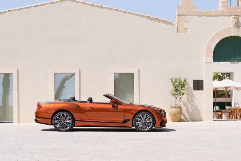 Wheels Reviews 2021 Bentley Continental GT Speed Convertible Euro Spec Orange Flame Static Side