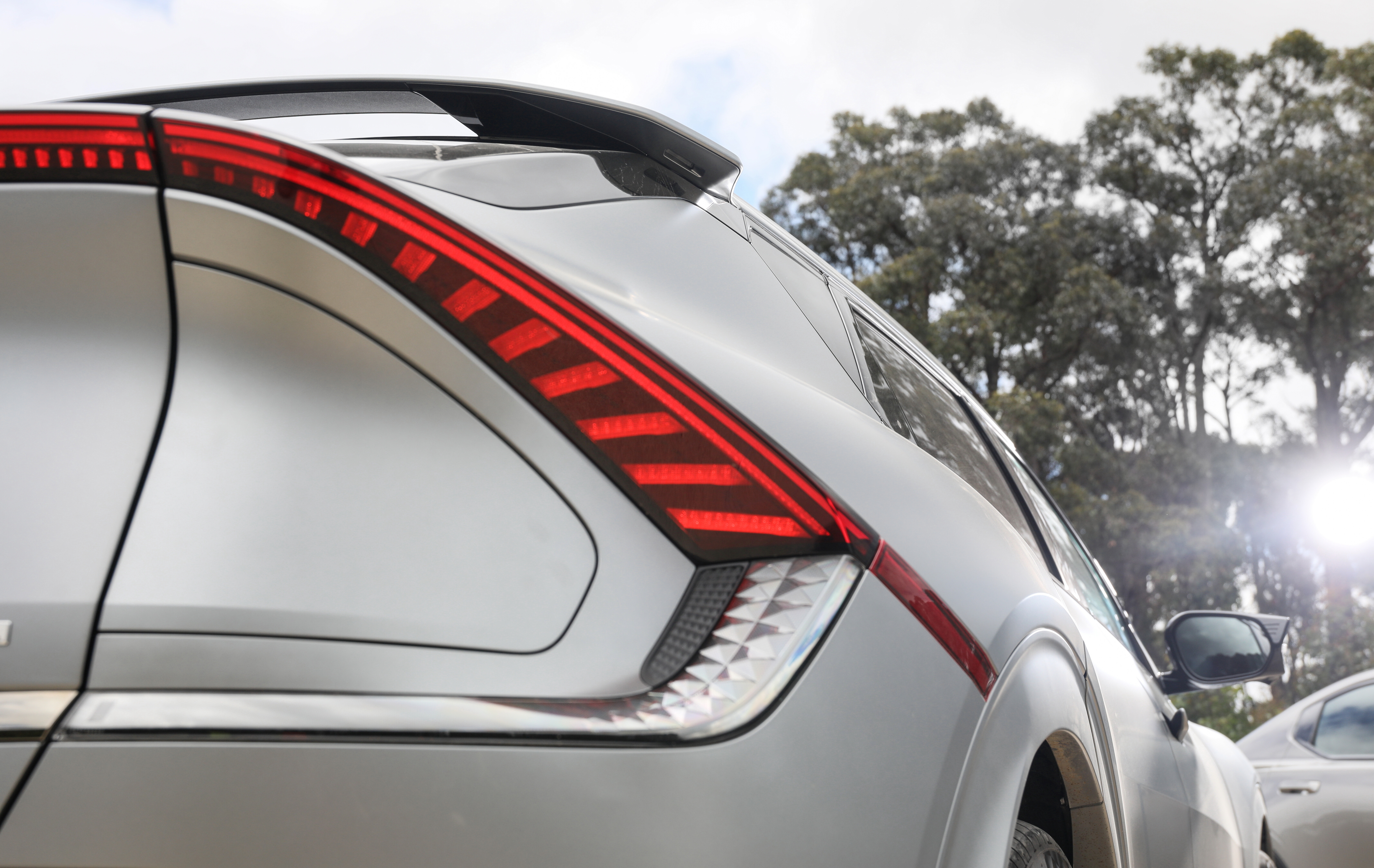 Wheels Reviews 2022 Kia EV 6 GT Line AWD Moonscape Matte Grey Australia Detail Taillight C Brunelli