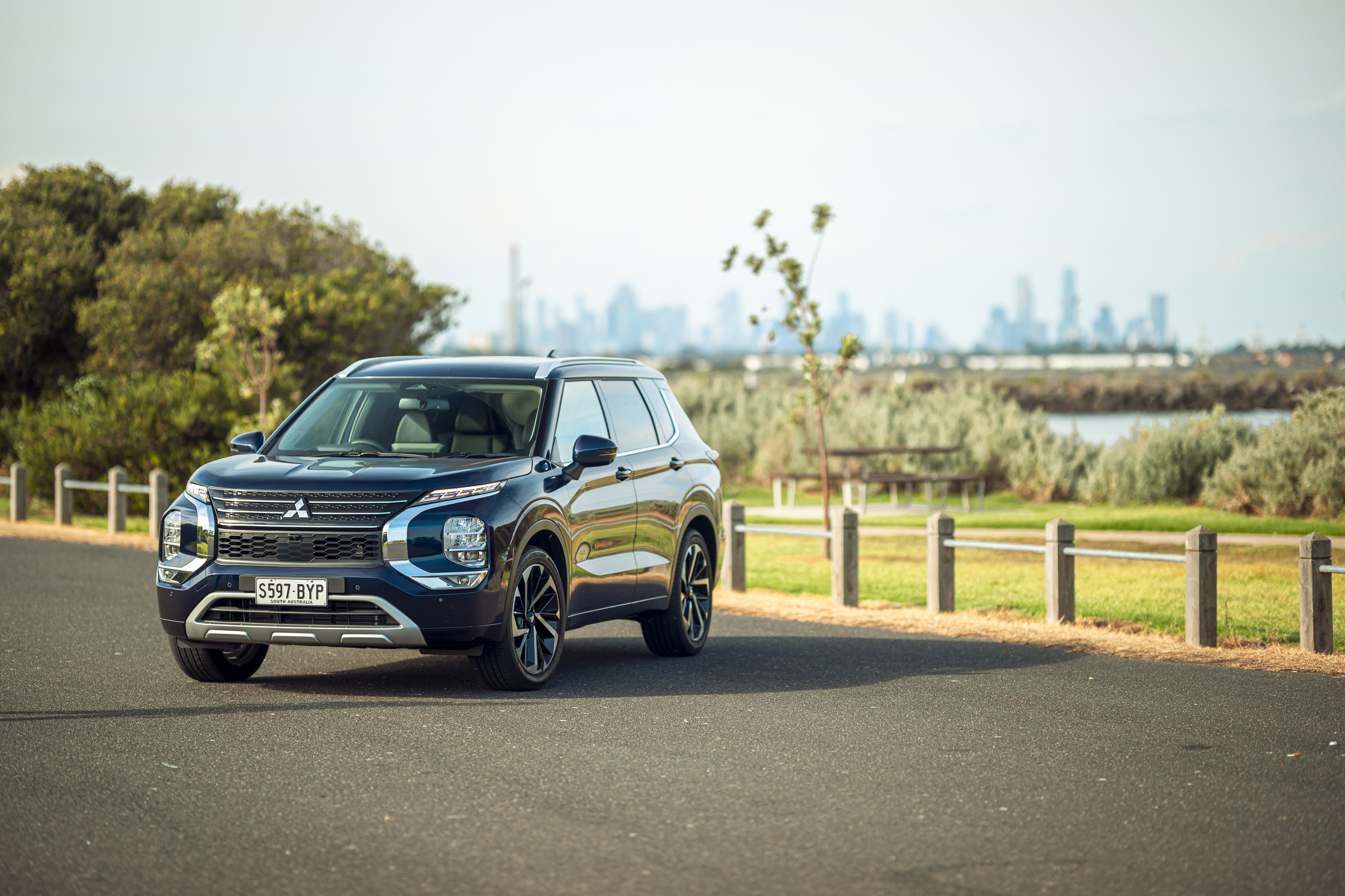 Wheels Reviews 2022 Mitsubishi Outlander Exceed AWD Cosmic Blue Australia Long Termer Static Front 01 A Brook