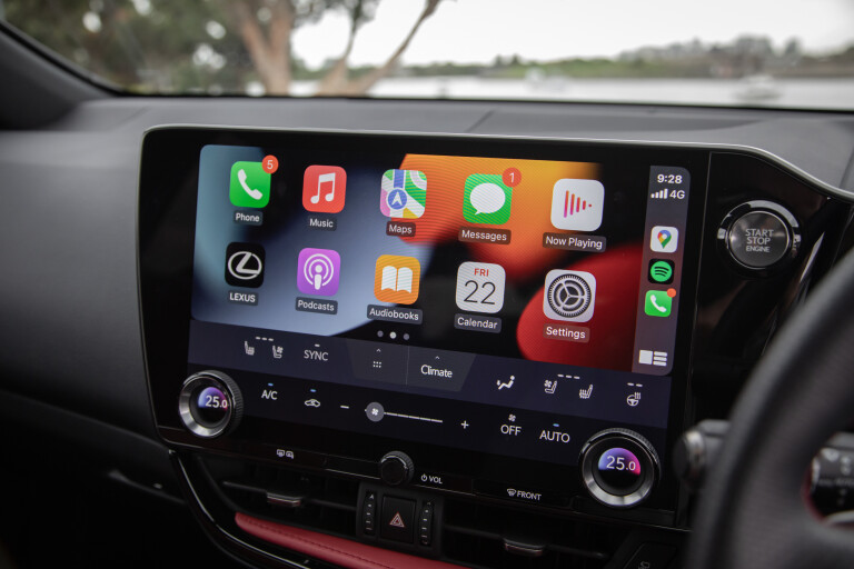 Wheels Reviews 2022 Lexus NX 350 AWD Australia Interior Infotainment Screen Car Play Menu S Rawlings