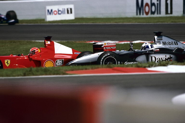 David Coulthard Michael Schumacher flipping the bird