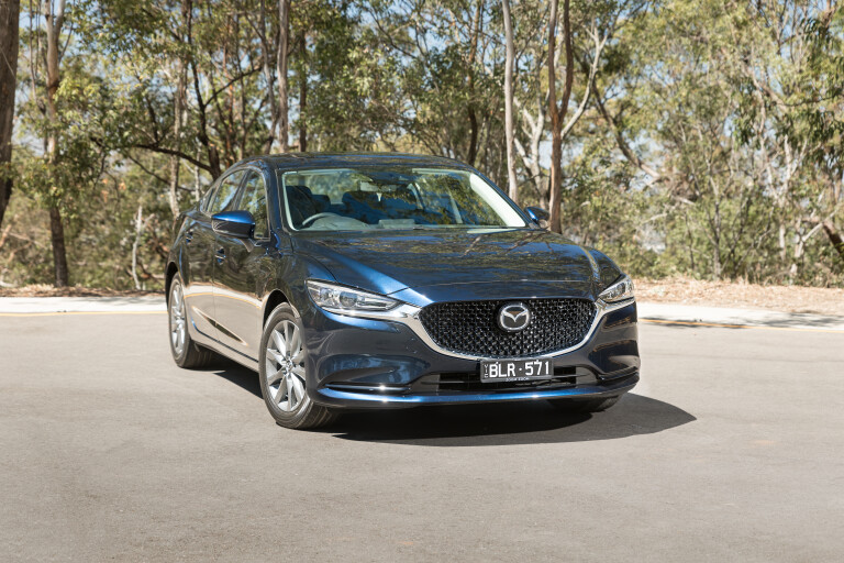 Wheels Reviews 2021 Mazda 6 Sports Sedan Deep Crystal Blue Mica Static Front Australia M Williams