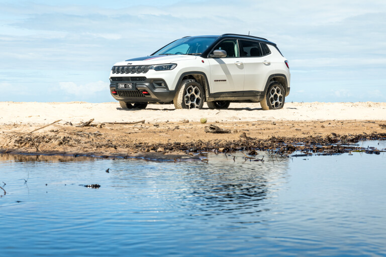 Wheels Reviews 2022 Jeep Compass Trailhawk Bright White Australia Beach Front 6 M Williams