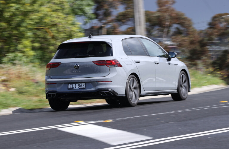 Wheels Reviews 2021 Volkswagen Golf R Line Moonstone Grey Premium Dynamic Rear Road Australia Spec C Brunelli