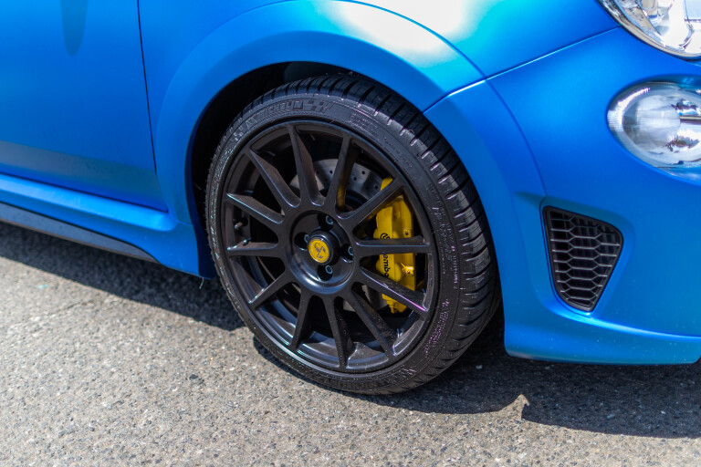 Wheels Reviews 2022 Abarth 595 Competizione Rally Blue Australia Detail Wheel Tyre Brakes B Sullivan