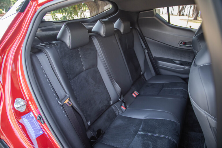 Wheels Reviews 2021 Toyota C HR GR Sport Feverish Red Interior Rear Seats