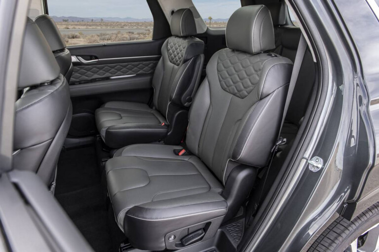 Wheels Reviews 2022 Hyundai Palisade Elite Australia Interior Second Row Captains Chair