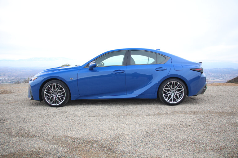 Motor Reviews 2022 Lexus IS 500 F Sport Performance Ultrasonic Blue Mica US Spec Static Side 3
