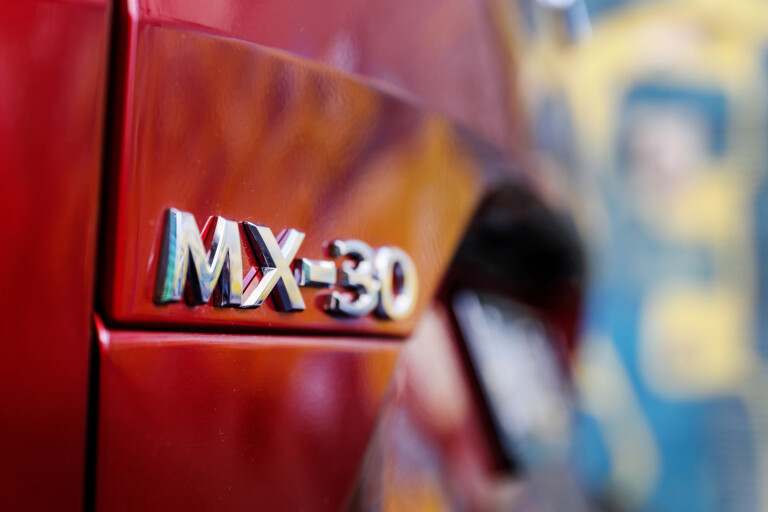 Wheels Reviews 2021 Mazda MX 30 Astina G 20 E Hybrid Rear Badge