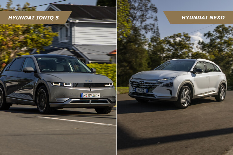 Wheels Reviews 2022 Hyundai Ioniq 5 Vs Hyundai Nexo Comparison Dynamic Front Drive Australia B Sullivan