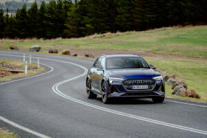 Wheels Reviews 2022 Audi E Tron S Navarra Blue Metallic Australia Dynamic Front 5