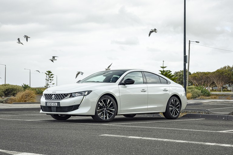 Wheels Review 2022 Peugeot 508 GT Fastback Plug-in Hybrid Pearl White Australia Static Front 1A Brook