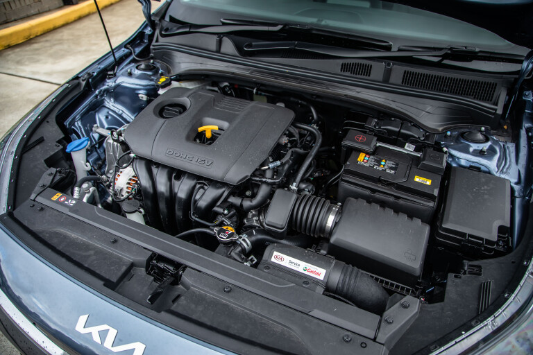 Wheels Reviews 2022 Kia Cerato Sport Plus Sedan Horizon Blue Engine Bay S Rawlings