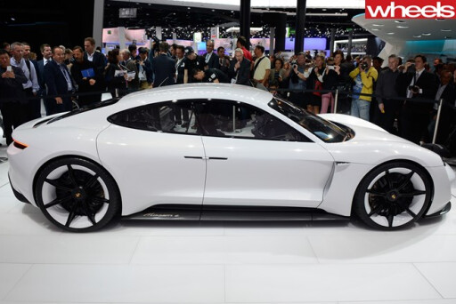 Porsche -Mission -E-Concept -Car -Showroom -side