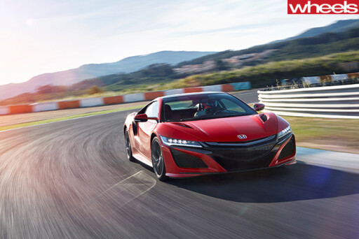 Red -Honda -NSX-driving -front