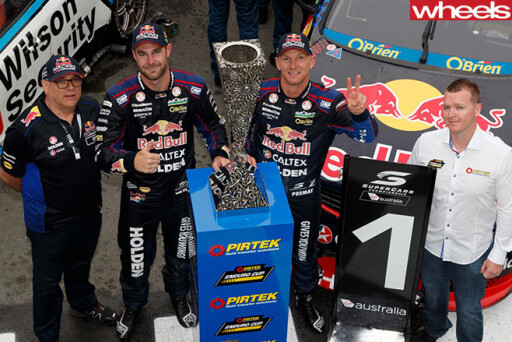 V8-supercar -drivers -with -trophy