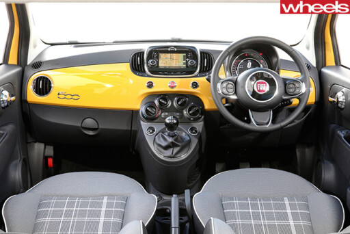 Yellow -Fiat -500-interior