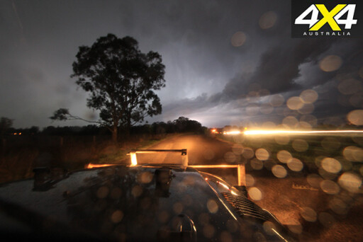 Driving the landcruiser through a storm