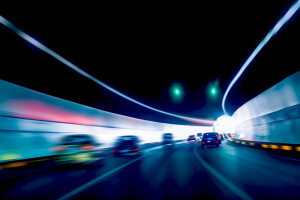 Cars speeding throgh Tunnel