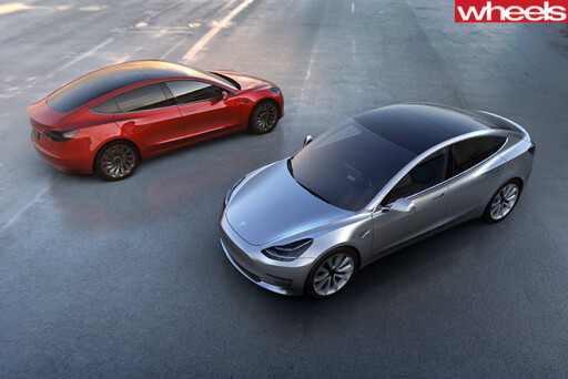 Tesla -Model -3-silver -and -red