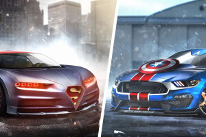 Superman Bugatti Chiron V Ford Mustang Captain America Face Off Jpg
