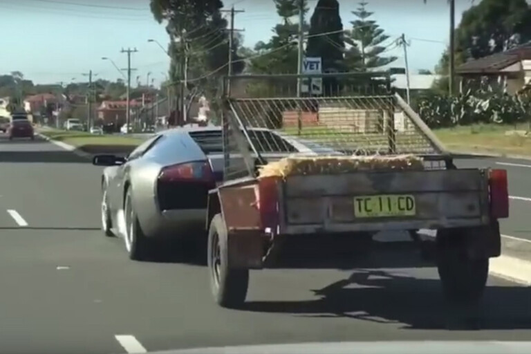 Man tows goats in a Lamborghini Murcielago