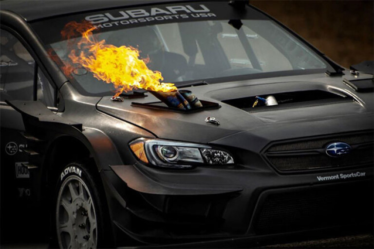 Travis Pastrana Gymkhana Subaru WRX STI flames
