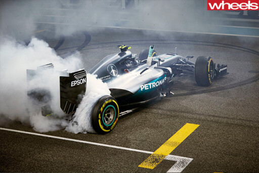 Rosberg title celebration burnout