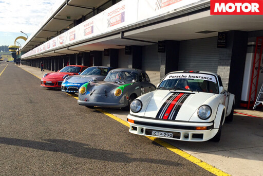 Porsches lined up