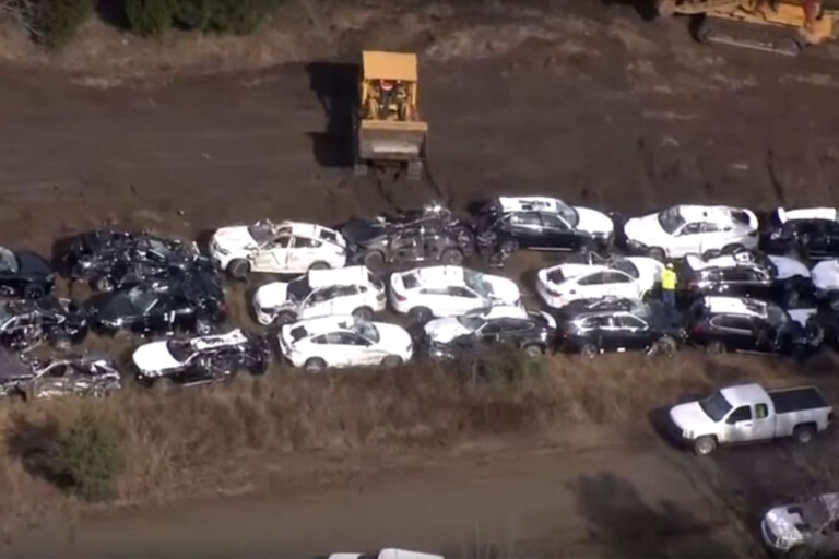 100 BMWs trashed in US train crash
