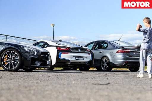 Bmw i8 and ford falcon and mercedes-amg gt