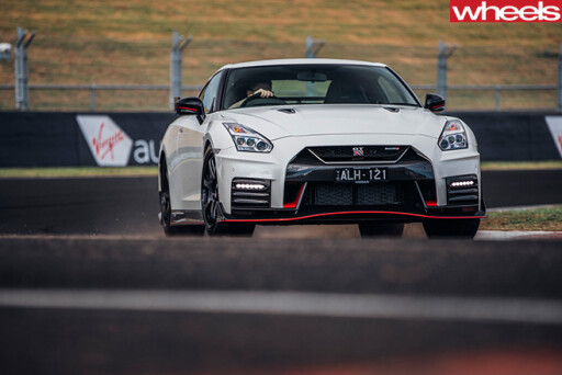 Nissan -GT-R-driving -front