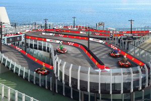 Norwegian Cruise Ship features seafaring Ferrari go-karts