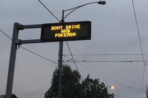 Pokeman road warning
