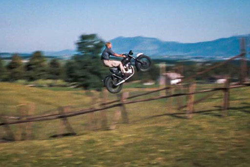 Steve McQueen The Great Escape bike jump.