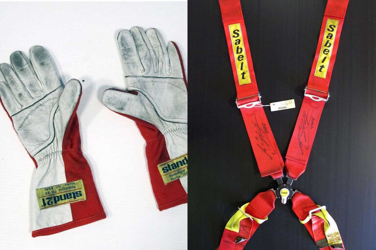 Senna race gloves Schumacher harness sell at auction