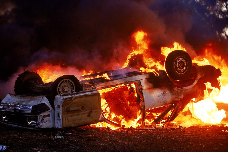 Bathurst Riots Burning Car Jpg