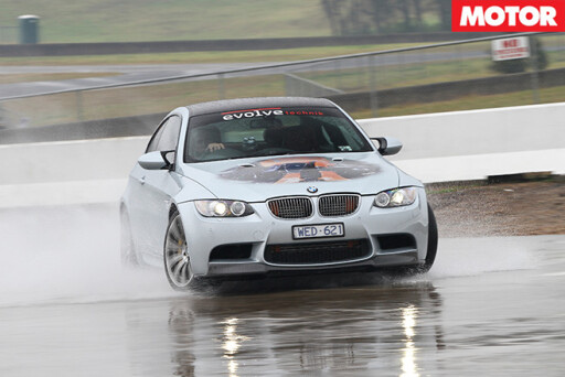 BMWM3 driving in wet
